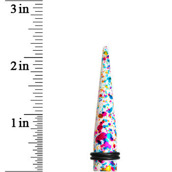 00G Acrylic Rainbow Bubblegum Spatter Straight Taper