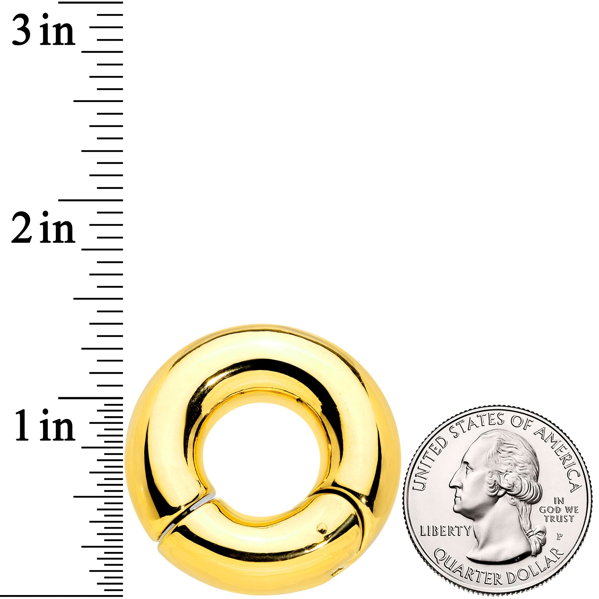 00G 9/16 Gold Tone PVD Steel Hinged Segment Ring
